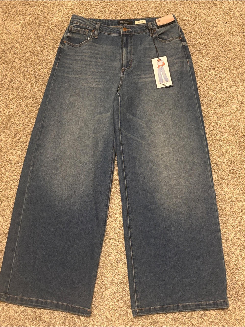 NWT BCBGeneration Wide-Leg  Jeans in Mid Blue 31
